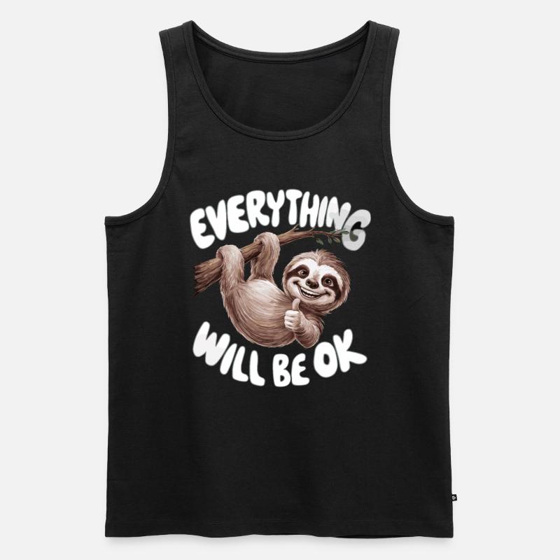 Motivierendes Faultier Alles wird gut - Männer Premium Bio Tank Top - Schwarz