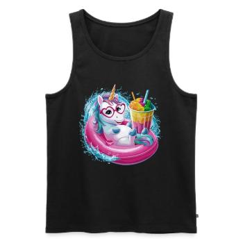 Niedliches Einhorn genießt Eiscreme-Spaß - Männer Premium Bio Tank Top - Schwarz - Vorne - Michal (187cm)