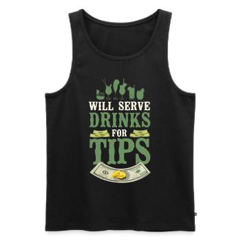 Bartender Mixologist Will Serve - Men's Premium Organic Tank Top - black - Front - AI Model Male 178 light (178cm)