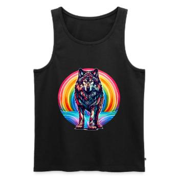 Rainbow Wolf Wolves - Men's Premium Organic Tank Top - black - Front - Michal (187cm)