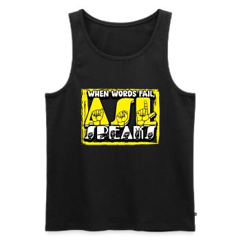 ASL Sign Language Interpreter - Men's Premium Organic Tank Top - black - Front - AI Model Male 178 light (178cm)