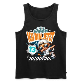 Fußball 13. Geburtstag Bääm Ich Bin Jetzt 13 - Männer Premium Bio Tank Top - Schwarz - Vorne - Michal (187cm)