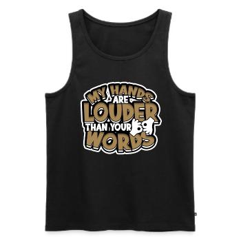 ASL Dolmetscher Gebärdensprache - Männer Premium Bio Tank Top - Schwarz - Vorne - AI Model Male 178 light (178cm)