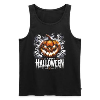 Spooky Burning Pumpkin - Happy Halloween - Men's Premium Organic Tank Top - black - Front - Michal (187cm)