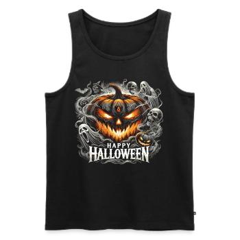 Flammes de citrouille fantomatiques - Chemise d’Halloween - Débardeur bio Premium Homme - noir - Devant - AI Model Male 178 light (178cm)