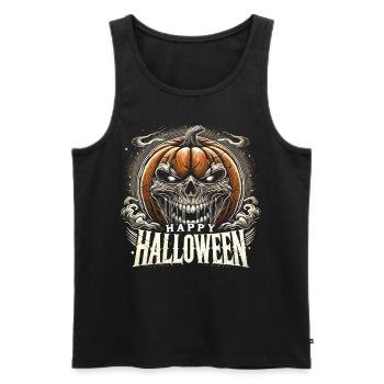 Sinister Pumpkin - Happy Halloween - Men's Premium Organic Tank Top - black - Front - AI Model Male 178 light (178cm)