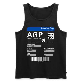 Billet d’avion Malaga Andalousie Espagne Vacances Malaga - Débardeur bio Premium Homme - noir - Devant - AI Model Male 178 light (178cm)