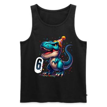 T Rex Dinosaure 6ème Anniversaire Enfants Anniversaire - Débardeur bio Premium Homme - noir - Devant - Michal (187cm)