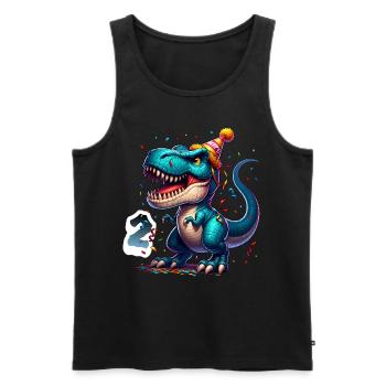 T Rex Dinosaure 2ème Anniversaire Enfants Anniversaire - Débardeur bio Premium Homme - noir - Devant - AI Model Male 178 light (178cm)