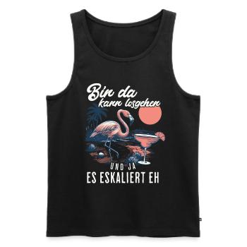 Funny Flamingo 'I'm Here You Can Go' Design - Men's Premium Organic Tank Top - black - Front - AI Model Male 178 light (178cm)