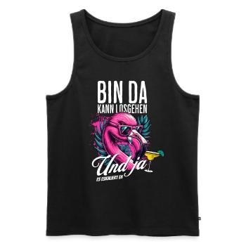 Flamingo 'I’m there can go' pour la fête - Débardeur bio Premium Homme - noir - Devant - Michal (187cm)