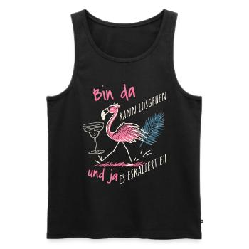 « Je suis là, je peux commencer » Flamingo Design Girls' Night Out - Débardeur bio Premium Homme - noir - Devant - Michal (187cm)