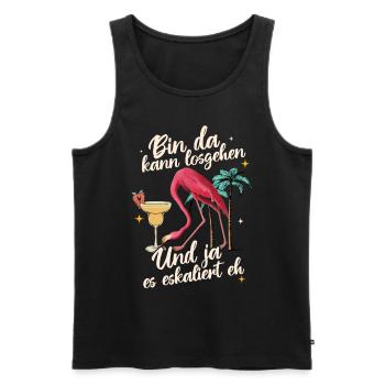 'I’m there can go' flamant rose pour la fête - Débardeur bio Premium Homme - noir - Devant - Michal (187cm)