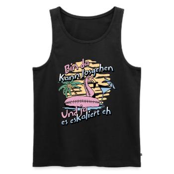 Party Flamingo 'Bin da kann losgehen' Mädelsabend - Männer Premium Bio Tank Top - Schwarz - Vorne - AI Model Male 178 light (178cm)