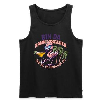 Flamingo 'Bin da kann losgehen' Design Mädelsabend - Männer Premium Bio Tank Top - Schwarz - Vorne - AI Model Male 178 light (178cm)