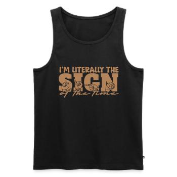 ASL Dolmetscher Gebärdensprache - Männer Premium Bio Tank Top - Schwarz - Vorne - AI Model Male 178 light (178cm)