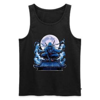Mysteriöser Ninja-Krieger bei Vollmond für einen - Männer Premium Bio Tank Top - Schwarz - Vorne - Michal (187cm)