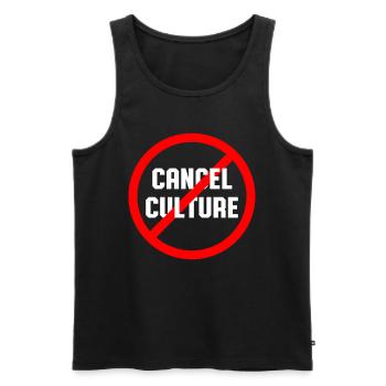 Anti Cancel Culture No to Wokeness - Men's Premium Organic Tank Top - black - Front - AI Model Male 178 light (178cm)