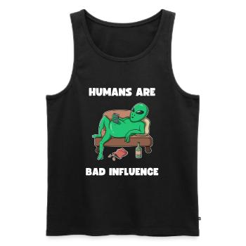 Menschen Schlechter Einfluss Faules Alien Humor - Männer Premium Bio Tank Top - Schwarz - Vorne - AI Model Male 178 light (178cm)