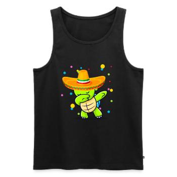 Mexican Dabbing Turtle Cinco de Mayo - Men's Premium Organic Tank Top - black - Front - Michal (187cm)