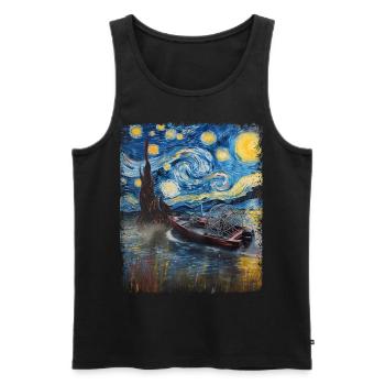 Luftboot Luftbootfahren Sternennacht Malerei - Männer Premium Bio Tank Top - Schwarz - Vorne - Michal (187cm)