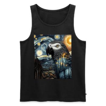 Afrikanischer Graupapagei Vogel Sternennacht Gemäl - Männer Premium Bio Tank Top - Schwarz - Vorne - Michal (187cm)