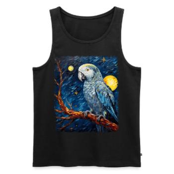 Africain Africain Perroquet Gris Oiseau Nuit Étoilée Peinture - Débardeur bio Premium Homme - noir - Devant - AI Model Male 178 light (178cm)