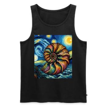 Ammonit Fossil Paläontologe Sternennacht Malerei - Männer Premium Bio Tank Top - Schwarz - Vorne - AI Model Male 178 light (178cm)