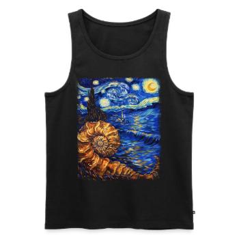 Ammonit Fossil Paläontologe Sternennacht Malerei - Männer Premium Bio Tank Top - Schwarz - Vorne - AI Model Male 178 light (178cm)