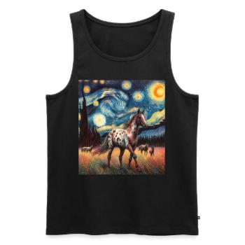 Appaloosa Cheval Nuit étoilée Peinture - Débardeur bio Premium Homme - noir - Devant - Michal (187cm)