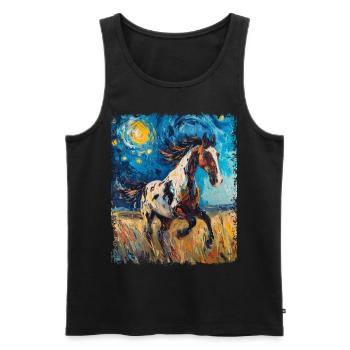 Appaloosa Cheval Nuit étoilée Peinture - Débardeur bio Premium Homme - noir - Devant - Michal (187cm)