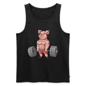 Schwein Gewichtheben Fitness-Studio - Männer Premium Bio Tank Top - Schwarz - Vorne - Michal (187cm)