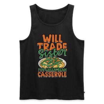 Grüner Bohnenauflauf Casserole de haricots verts - Débardeur bio Premium Homme - noir - Devant - Michal (187cm)