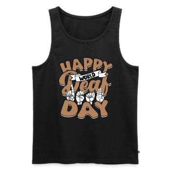 ASL Dolmetscher Happy World Deaf Day - Männer Premium Bio Tank Top - Schwarz - Vorne - AI Model Male 178 light (178cm)