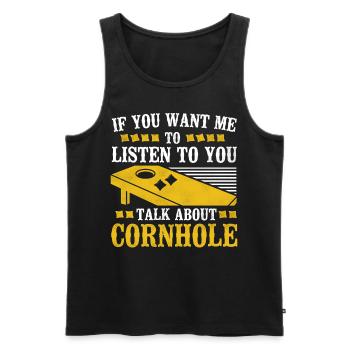 Joueur de sac de haricots de l’équipe Cornhole - Débardeur bio Premium Homme - noir - Devant - Michal (187cm)