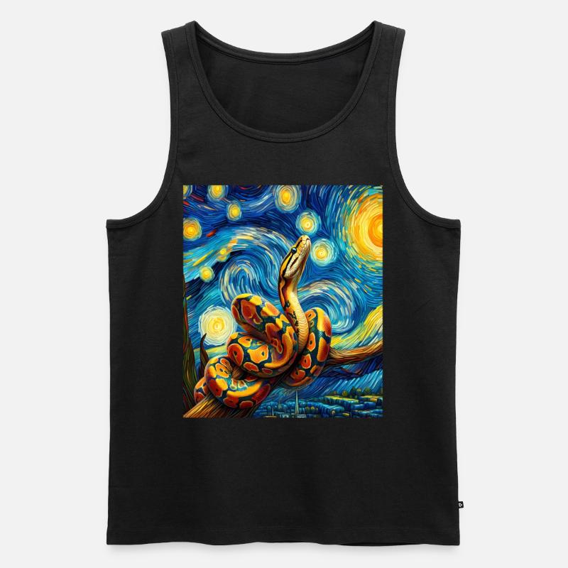 Kugelpython Schlange Sternennacht Gemälde - Männer Premium Bio Tank Top - Schwarz