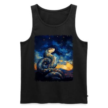 Kugelpython Schlange Sternennacht Gemälde - Männer Premium Bio Tank Top - Schwarz - Vorne - Michal (187cm)