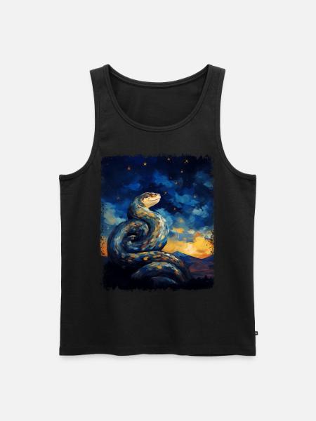 Kugelpython Schlange Sternennacht Gemälde - Männer Premium Bio Tank Top - Schwarz