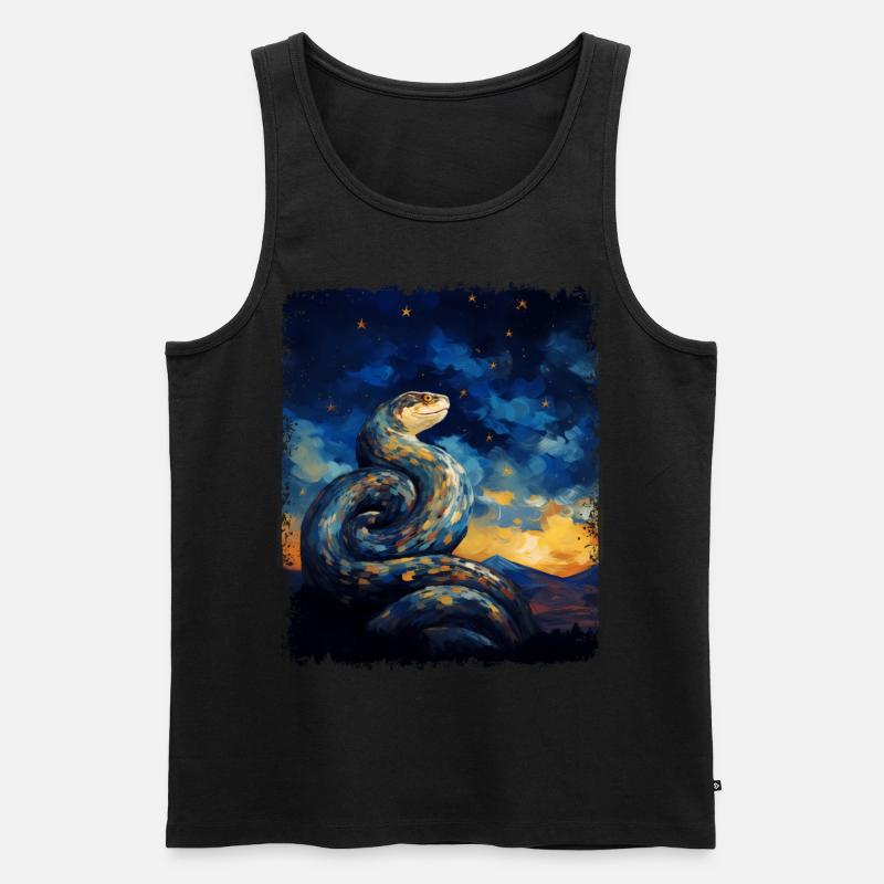 Kugelpython Schlange Sternennacht Gemälde - Männer Premium Bio Tank Top - Schwarz