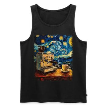 Barista Coffee Maker Starry Night Painting - Men's Premium Organic Tank Top - black - Front - AI Model Male 178 light (178cm)