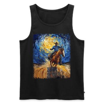 Barrel Racer Barrel Racing Rodeo Starry Night Male - Débardeur bio Premium Homme - noir - Devant - AI Model Male 178 light (178cm)