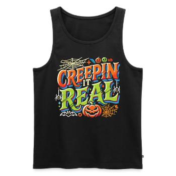 Creepin' It Real - Colorful Playful Halloween Shirt - Men's Premium Organic Tank Top - black - Front - AI Model Male 178 light (178cm)
