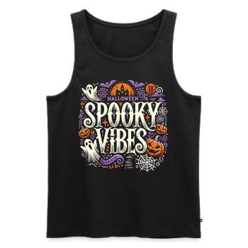 Halloween T-Shirt "Spooky Vibes" - Colorful - Men's Premium Organic Tank Top - black - Front - AI Model Male 178 light (178cm)