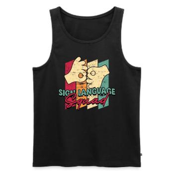 ASL Dolmetscher Gebärdensprache - Männer Premium Bio Tank Top - Schwarz - Vorne - AI Model Male 178 light (178cm)