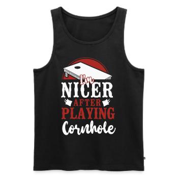 Cornhole Team Bean Bag Player - Männer Premium Bio Tank Top - Schwarz - Vorne - Michal (187cm)