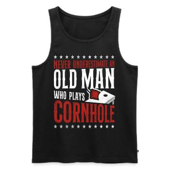 Joueur de sac de haricots de l’équipe Cornhole - Débardeur bio Premium Homme - noir - Devant - Michal (187cm)