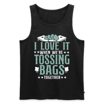 Cornhole Team Bean Bag Player - Männer Premium Bio Tank Top - Schwarz - Vorne - Michal (187cm)