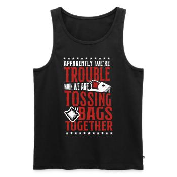 Cornhole Team Bean Bag Player - Männer Premium Bio Tank Top - Schwarz - Vorne - Michal (187cm)