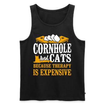 Cornhole Team Bean Bag Player - Männer Premium Bio Tank Top - Schwarz - Vorne - Michal (187cm)