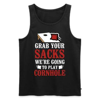 Cornhole Team Bean Bag Player - Männer Premium Bio Tank Top - Schwarz - Vorne - Michal (187cm)
